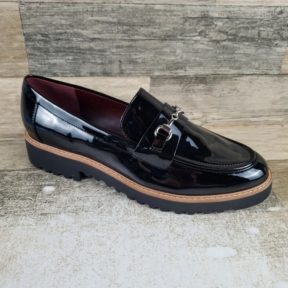 Franco Sarto Colette Womens Loafer Shoes Sz 10 M Black Slip On Moc Toe Platform